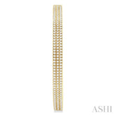 1 Ctw Triple Row Pave Set Round Cut Diamond Fashion Hoop Earring in 14K Yellow Gold